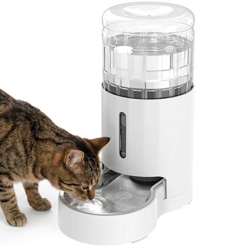 Cat Water Dispenser with Stainless Steel Bowl, Automatic Gravity Water Dispenser for Cats or Small Medium Size Dogs, Large Capacity, Easy to Clean and