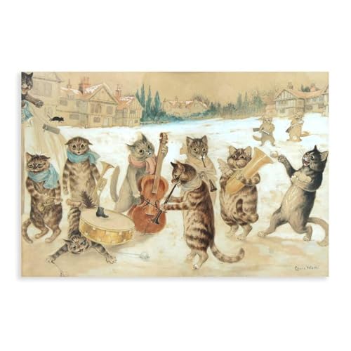Impression sur toile chats chantants Louis Wain, cadeau idéal vintage