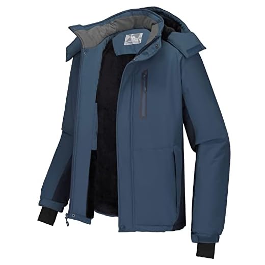 CAMEL CROWN Men's Mountain Snow Waterproof Ski Jacket Detachable Hood Windproof Fleece Parka Rain Jacket Winter Coat