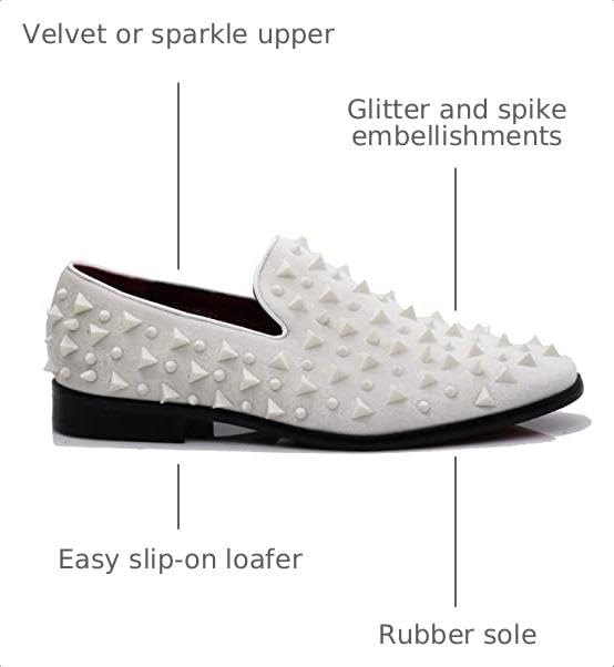 Image of SPK16 Men's Vintage Spike Dress Loafers Slip On Fashion Shoes Classic Tuxedo Dress Shoes