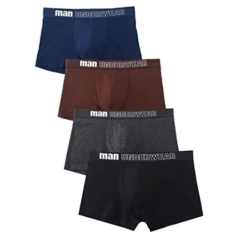 LemonGirl 4 Pack Men's U Convex Design Cotton Breathable Underwear Boxer Briefs Cover