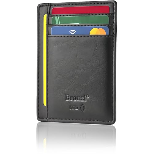 Bronzi® Portafoglio Uomo Slim | Pelle Alta Qualità Mini Nero...