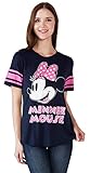 Disney Women's Fitted T-Shirt Minnie Mouse Football Jersey (Navy, XL)