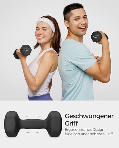 SONGMICS Hanteln, 2er Set,Hantelset, Kurzhanteln, Hexagon, Neopren-Beschichtung, Krafttraining, Workout, Fitnesstraining, für Zuhause – Bild 4