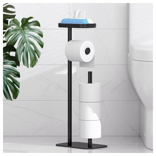 33+ Creative Toilet Paper Storage Ideas You Need to Try 2 Kitsure Toilet Paper Holder Free Standing – Rustproof Metal Toilet Paper Stand for 4 Rolls with Anti-Slip Base and Shelf for Phone & Small Items, Bathroom Organizers and Storage, Large, Black