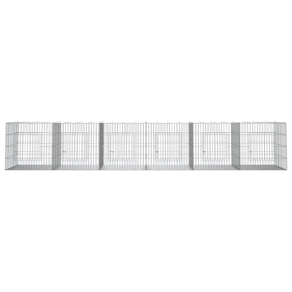 Conigliera con 6 Pannelli 327x79x54 cm Ferro Zincato Argento
