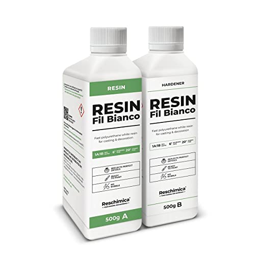 Resina Blanca Poliuretanica 1:1 Para Colada, Bicomponente, Para Las Creaciones de Aficionados y el Prototipado Rápido,Fabricación de Joyas (1 kg)