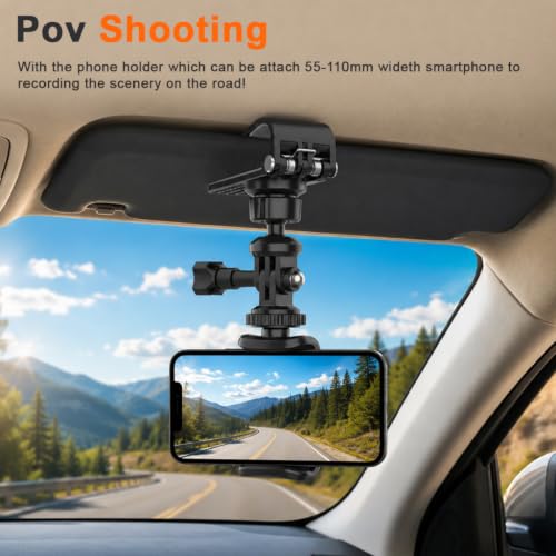 Image of STHIRA Car Sun Visor Mount Phone Action Camera Holder 360 Quick Clip Vlog Recording Travel Use Mobile Holder Compatible