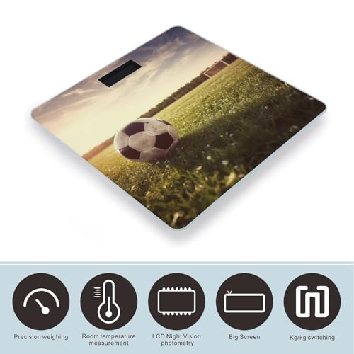 Báscula digital con diseño balón de fútbol y vidrio templado miniatura 3