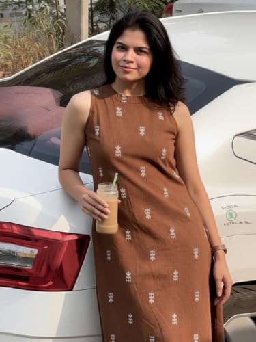 Image of GoSriKi Women's Viscose Printed A-Line Kurta with Pant | Sleeveless Ethnic Kurta Set for Women | Casual Office Kurta Pant Set | Festive & Daily Dress Traditional Outfit