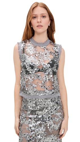 BAUM UND PFERDGARTEN Women's Manira Sequin Blouse, Grey Sequins, 6