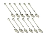 Farbe: Silber HENGRUI Kreative kleine Löffel Serie von Kristallhandgriff Blatt Typ Kleine Löffel,12pcs