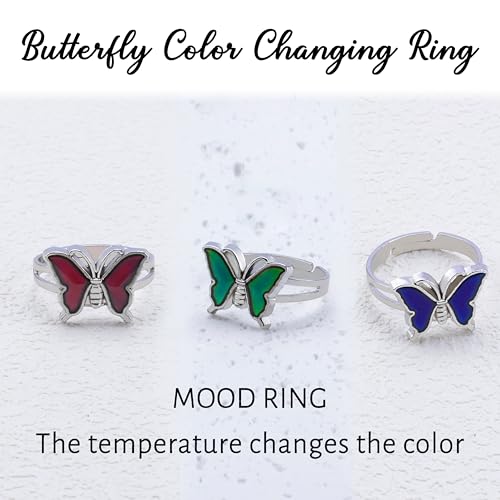 Color Changing Ring Sensing Temperature Rings Oval/Turtle/Butterfly/Penguin Animal Mood Ring Birthday Party Jewelry Gifts For Daughter Niece Sister Friends3