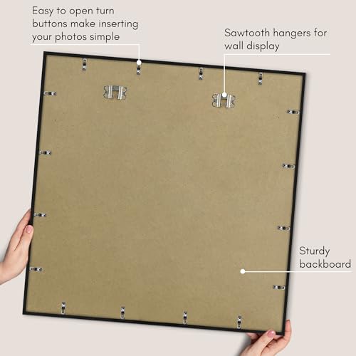Americanflat 36x36 Picture Frame with Polished Plexiglass - Streamline Collection - Thin Border Square Frame for Wall Display - Hanging Hardware Included - Black