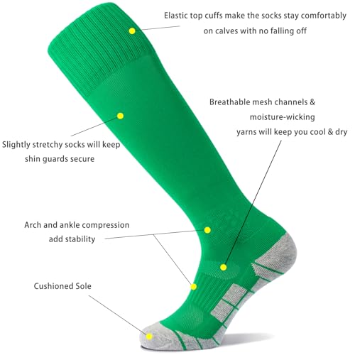 Image of CWVLC Soccer Socks (1 /3 /5 pairs) Team Sport Knee High Socks for Adult Youth Kids