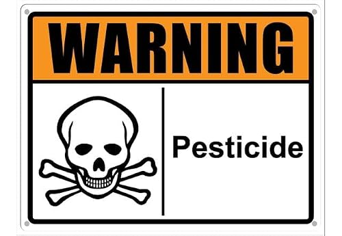 peiyeety Warning Sign Pesticide Aluminum Tin Sign for Home Coffee Bar Wall Decor 8X12 Inch