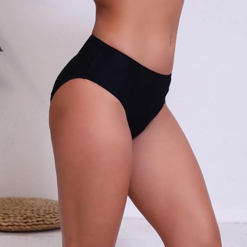 Halcurt Women's Mid Waisted Bikini Swim Bottoms Cheeky Swimsuit Bottoms3