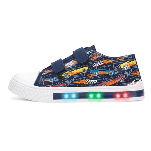 EUXTERPA Toddler Light Up Sneakers Kids Casual Canvas Shoes with Adjustable Strap for Boys, Flame...