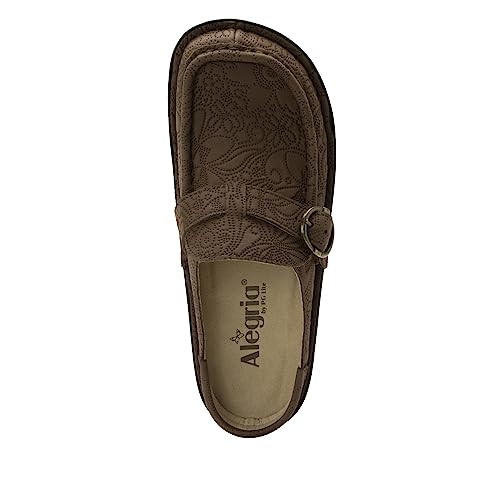 Image of Alegria Women's Brigid Leather Moc Toe Open Back Clog with Heel Cup