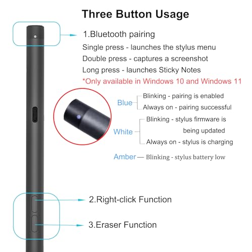 Caneta Ativa Recarregável Premier para Dell Active Pen PN7522W, compatível com laptop Dell 2 em 1 para Inspiron 14 7420/7425/7430/7435/16 7620/7630/7640, XPS 13 9310/9315, Precision 5490/5480/5470 - Imagem 3