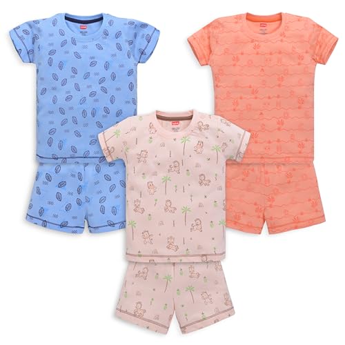 Image of LuvLap Baby Boys Regular Fit 100% Cotton Half Sleeves Boys T-Shirts and & Shorts Set Pack of 3