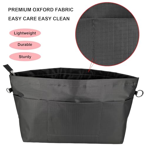Image of Handbag Tote Purse Organizer Insert, Large, Dark Grey