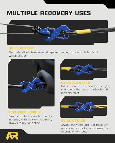 Image of 3 /8 inch S Tow Hook, G80 Steel Quick Winch Shackle 33,000Lbs Break Strength, Heavy Duty Off-Road Recovery Connect Hook for SUV, Truck, Trailer & Towing Applications, Blue