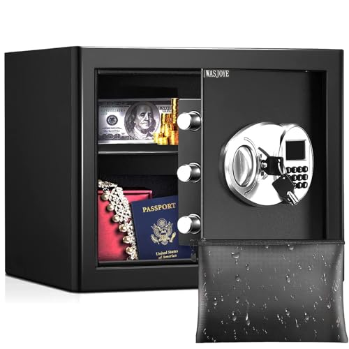 26L coffre-fort Ignifuge avec affichage LED, coffre-fort numérique petit avec poche résistante au feu et dépôt amovible, safe box mural