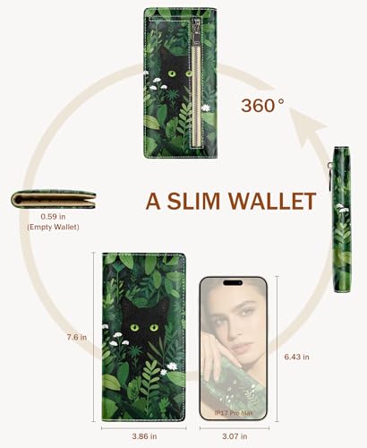 Image of Immaturus Womens Wallet RFID Blocking Slim Thin Credit Card Holder Cat | Long Bifold, 11 Card Slots, Cash Purse, Zipper Coin Pocket, Travel Clutch Billfold, PU Leather, ID Window, Ladies Woman Gift