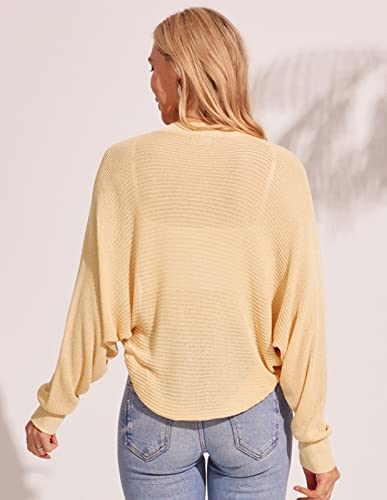 Women's Open Front Bolero Shrugs Cardigan Long Sleeve Knit Shrugs Sweater Drop Shoulder Lightweight L #TOP4