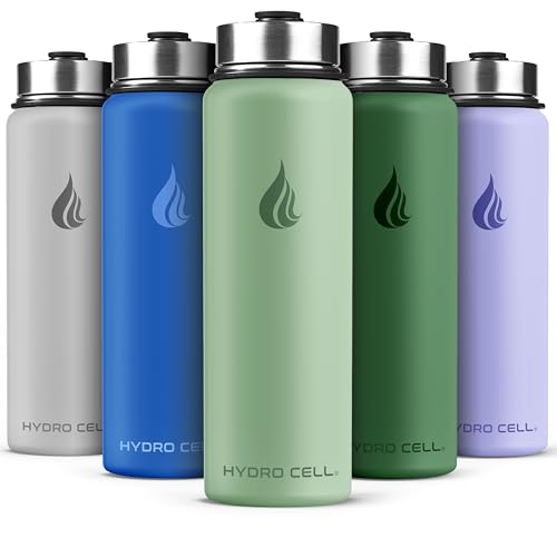 Image of HYDRO CELL Stainless Steel Insulated Water Bottle with Straw - For Cold & Hot Drinks - Metal Vacuum Flask with Screw Cap and Modern Leakproof Sport Thermos for Adults (Sage 24oz)