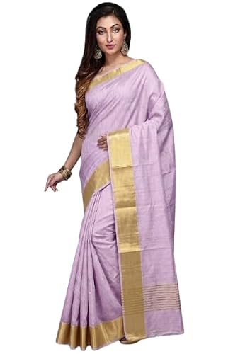 Bhagalpuri Handloom Pure Tussar Munga Silk Saree, Light Purple