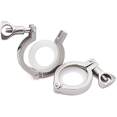 2 pcs 1-1/2 Inch Tri-clamp Stainless Steel 304 Single Pin Heavy Duty Tri Clamp with Wing Nut for Ferrule TC with 2 pcs Silicone Gasket Cover