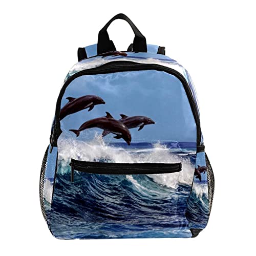 Mini sac à dos dauphin bleu océan avec bretelles ajustables