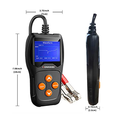 Wakauto Testador de carga de bateria de carro 12 V analisador de sistema de carregamento de bateria