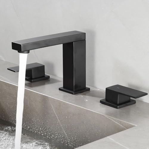 Mélangeur lavabo 3 trous avec bec rotatif 360 de couleur noir