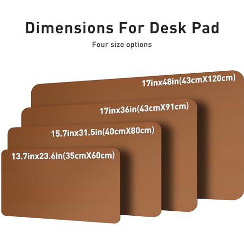 Image of Aothia Leather Desk Pad Protector, Mouse Pad, Office Mat, Non-Slip PU Leather Blotter, Laptop Pad, Waterproof Writing Pad for Office and Home (17 inchx48 inch, Brown)