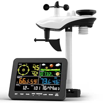 Wireless Indoor Outdoor Weather Station with Rain Gauge and Moon Phase