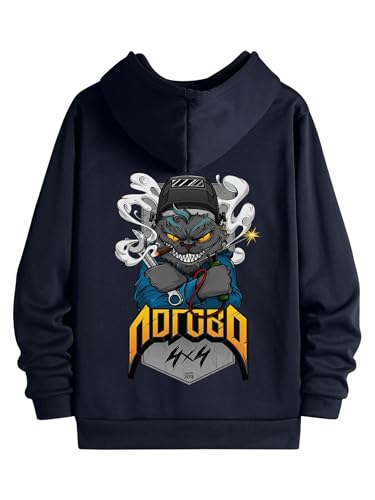 Image of Dagcros Hoodies Fleece Lined Casual Sweatshirts Athletic Printed Workout Pullover with Kangaroo Pocket for Men's