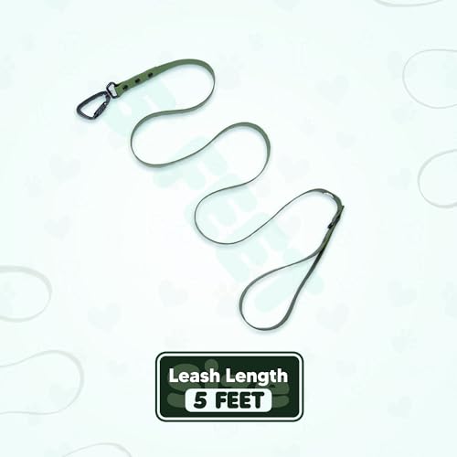 Image of Adil's Biothane Dog Leash - Waterproof Leashes for Dogs, Metal Hook, Adjustable 5ft Length Suitable for Dogs & Puppies, Ideal for Walking, Running & Training (Army Green)