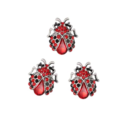 3 Pack Rhinestone Ladybug Bee Brooch Pin for Women Girls Cute Animals Novelty Funny Red Crystal Coccinella Beetle Brooch Pin Clothing Accessories Backpack Jacket Hat Jewelry Gift