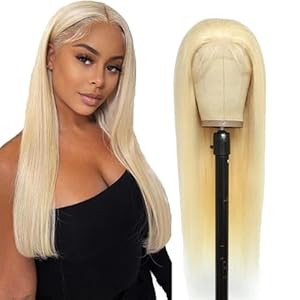 Real Hair Wig, Black Women, 4×4 Transparent Lace Front, 150% Density, Brazilian Virgin Human Hair Wig, 613 Blonde Lace Front Wig, Straight Human Hair, 16 Inches