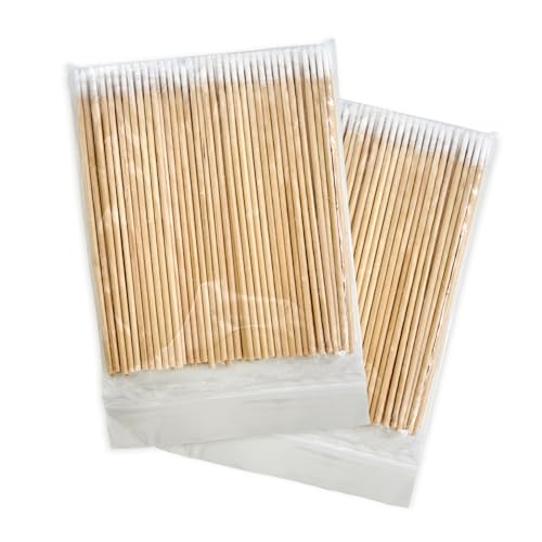 200PCS Pointed Cotton Swabs - 4 inch Microblading Precision Tip Cotton Swabs with Wooden Sticks - for Makeup, Tattoo Permanent Supplies