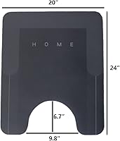 Vista 2 de Tapete de piel de napa en forma de U, muy suave, que absorbe el agua, antideslizante para baño, bañera o ducha, 2 piezas, de 20 x 32 + 20 x 24 Gris