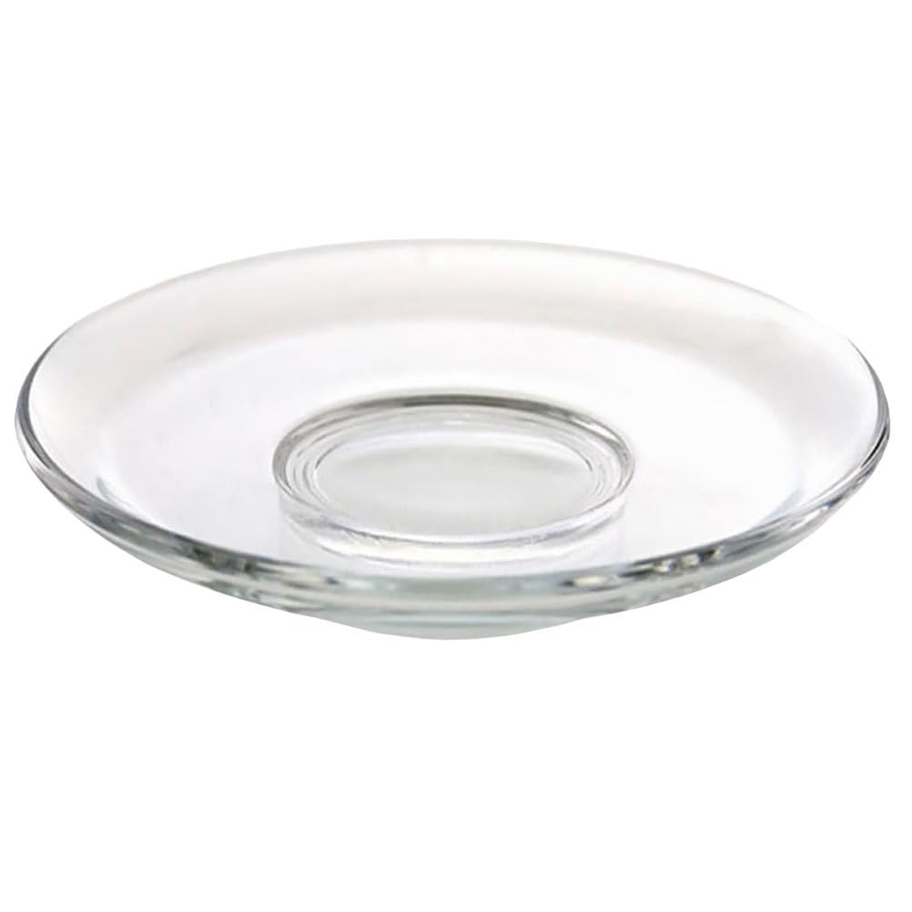 CLISPEED Piattino in vetro trasparente rotondo piatto decorativo per caffè, tè e snack sotto tazza e resistente per casa bar e ristorante riutilizzabile
