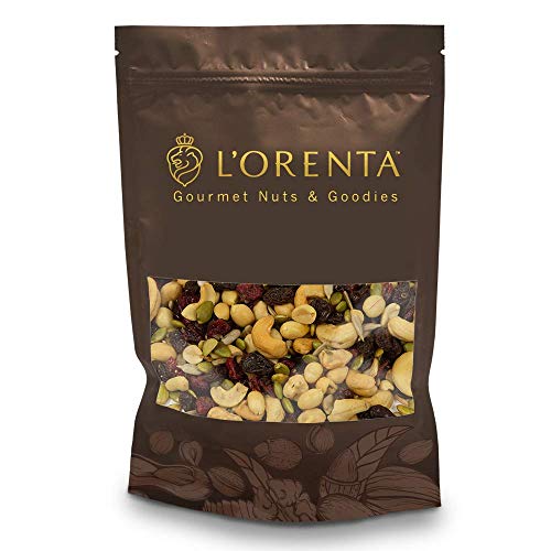 L'Orenta Gourmet Mountain Mix Fruit & Nut Mix: Crunchy Roasted & Salted Peanuts, Cashews, Pumpkin Seeds, Raisins & Cranberries