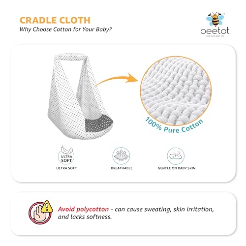 Image of Baby Swing Cradle (Jhula) for Newborns - Cloth Cradle with Removable Mattress, Mosquito Net, Spring & Triangle Hanger | Up to 15 kg | (Light Melanchi)