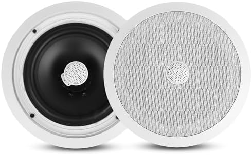 Pyle PDIC80 In-Wall / In-Ceiling Dual 8-inch 2-way Speaker System, White (Pair)