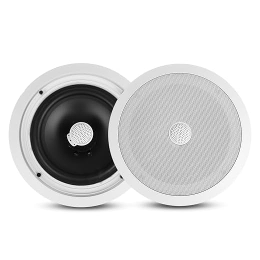 Pyle 8” Ceiling Mount Speakers (Pair)- 2-Way Stereo Speaker System with Easy Install Flush Design - Directable 1” Titanium Dome Tweeter - 55Hz Freq Response for Deep Bass - 300W Peak Power,(White)