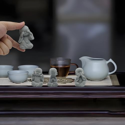 Set de 4 Figuras Bebé Buda 3 Pulgadas Piedra miniatura 5